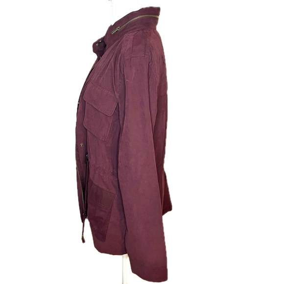 Love Tree Utility Cargo Jacket | Maroon Wine Red | Drawstring Waist | Size L - Picture 2 of 6